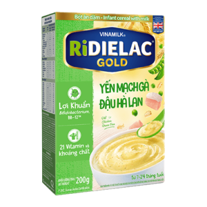 Bột Ăn Dặm RiDielac Gold Yến Mạch Gà Đậu Hà Lan - Hộp Giấy 200g