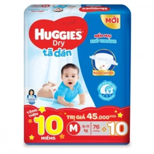 Bỉm - Tã dán Huggies size M - 76 miếng (Cho bé 6 - 11kg)