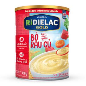 Bột Ăn Dặm RiDielac Gold Bò Rau Củ - Hộp Thiếc 350g