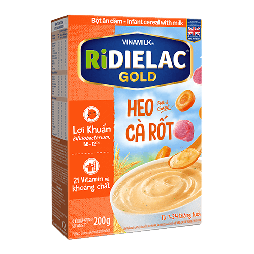 Bột Ăn Dặm RiDielac Gold Heo Cà Rốt - Hộp Giấy 200g