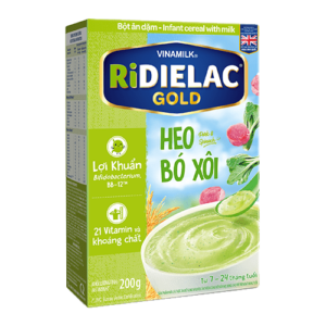 Bột Ăn Dặm RiDielac Gold Heo Bó Xôi - Hộp Giấy 200g
