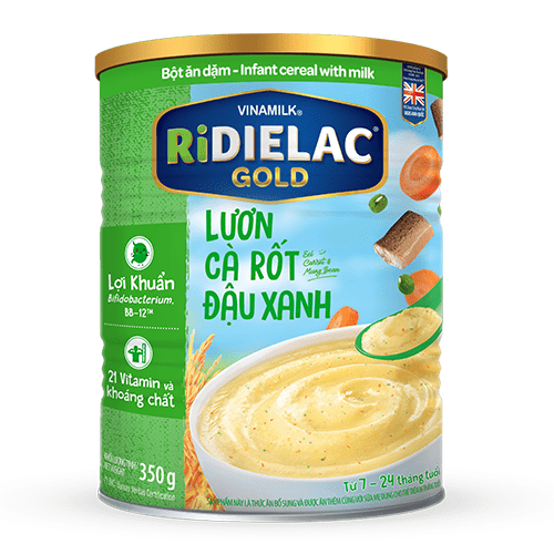 Bột Ăn Dặm RiDielac Gold Lươn Cà Rốt Đậu Xanh - Hộp Thiếc 350g