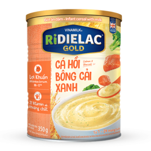 Bột Ăn Dặm RiDielac Gold Cá Hồi Bông Cải Xanh - Hộp Thiếc 350g