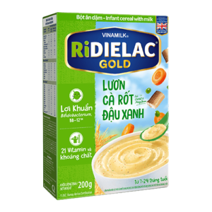 Bột Ăn Dặm RiDielac Gold Lươn Cà Rốt Đậu Xanh - Hộp Giấy 200g