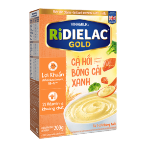 Bột Ăn Dặm RiDielac Gold Cá Hồi Bông Cải Xanh - Hộp Giấy 200g