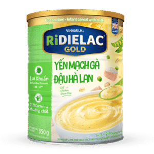Bột Ăn Dặm RiDielac Gold Yến Mạch Gà Đậu Hà Lan - Hộp Thiếc 350g