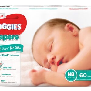 Bỉm - Tã dán Huggies Platinum siêu cao cấp size NB - 60 miếng (Cho bé đến 5kg)